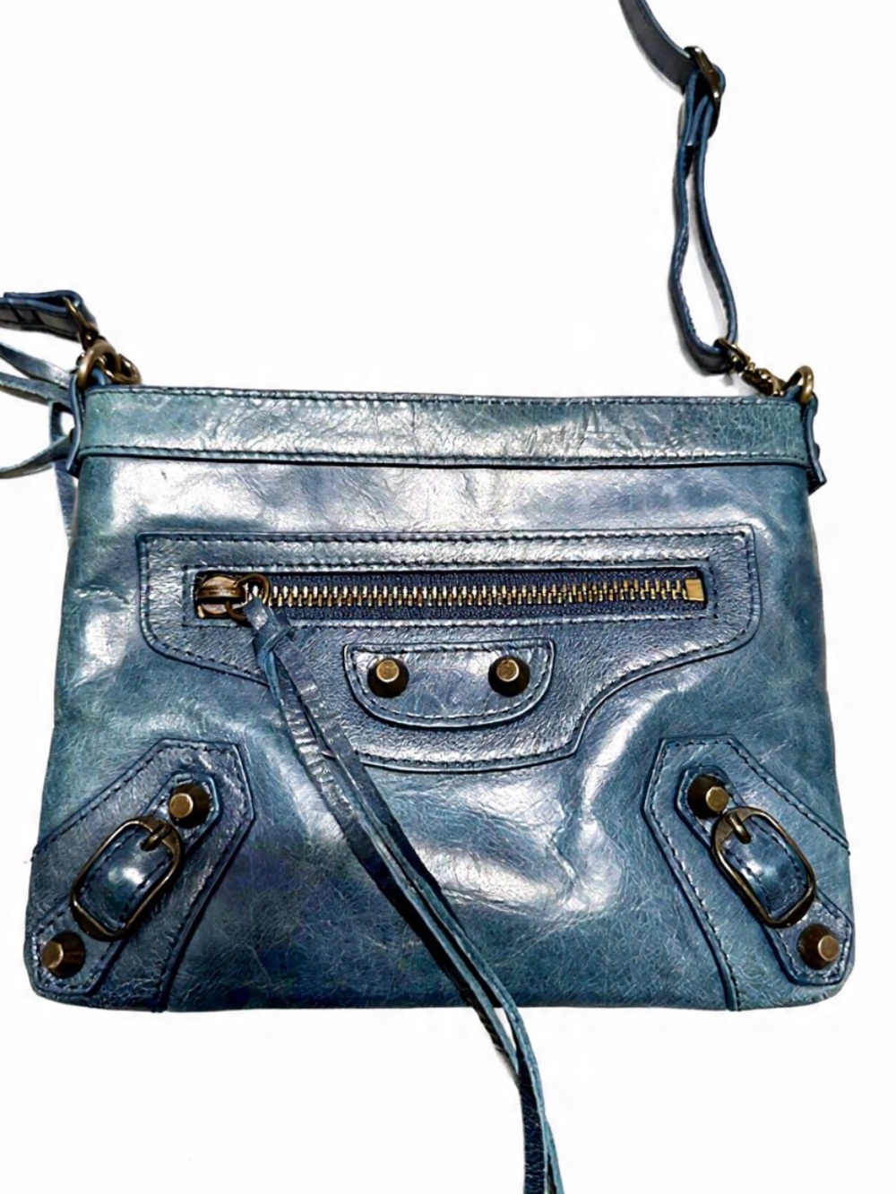 Balenciaga Blue Leather City Clip Clutch Bag - Picture 2 of 11